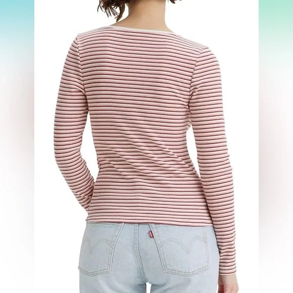 levi’s | maroon and pink striped long sleeve tee - Picture 8 of 8